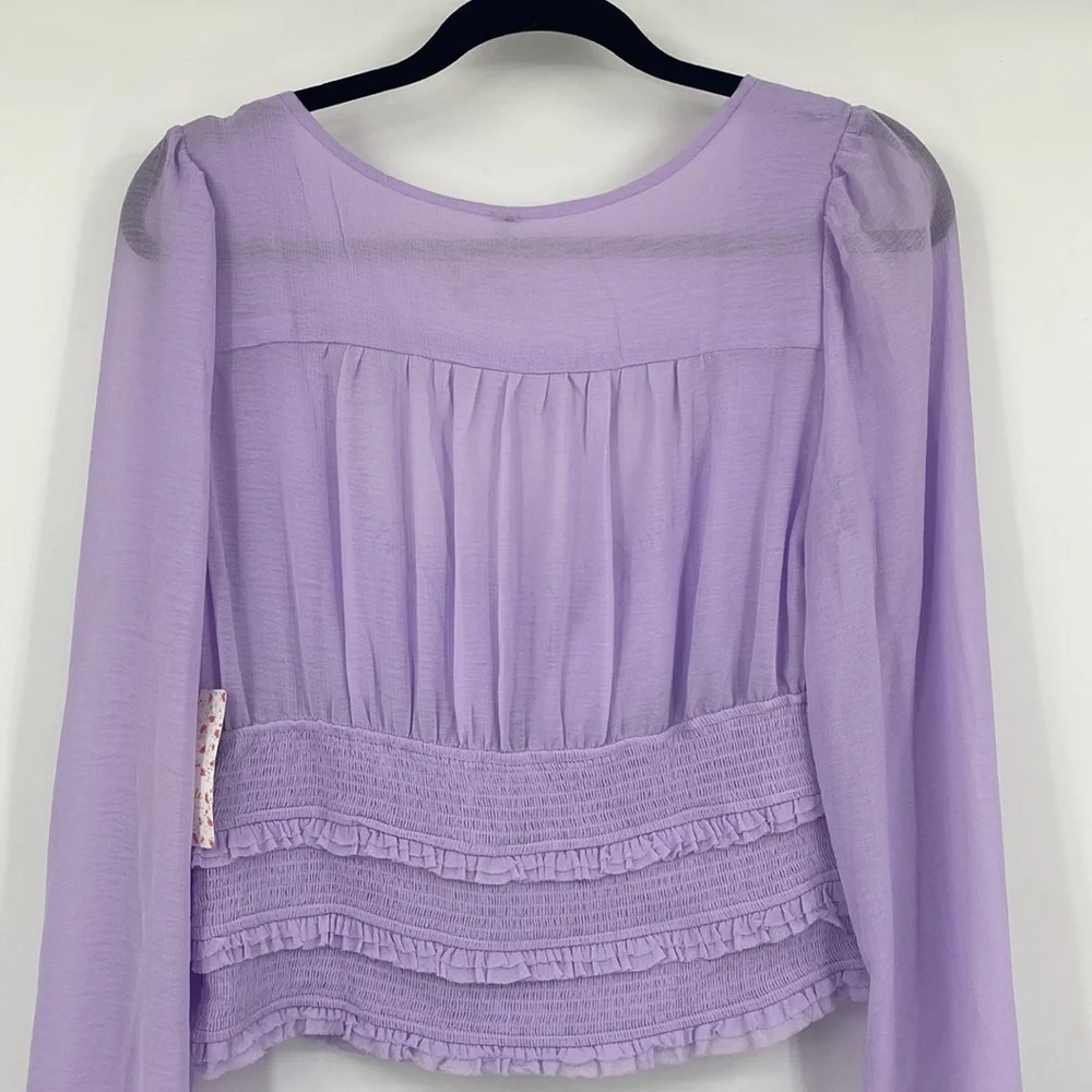 Free People Lilac Solid Lolita Blouse
